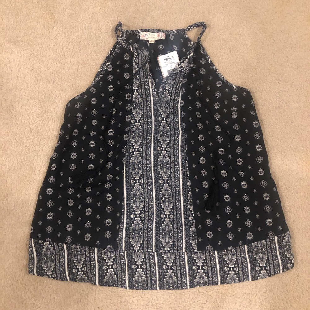 ***SOLD***NWT Pink Republic Black & White Halter Tank